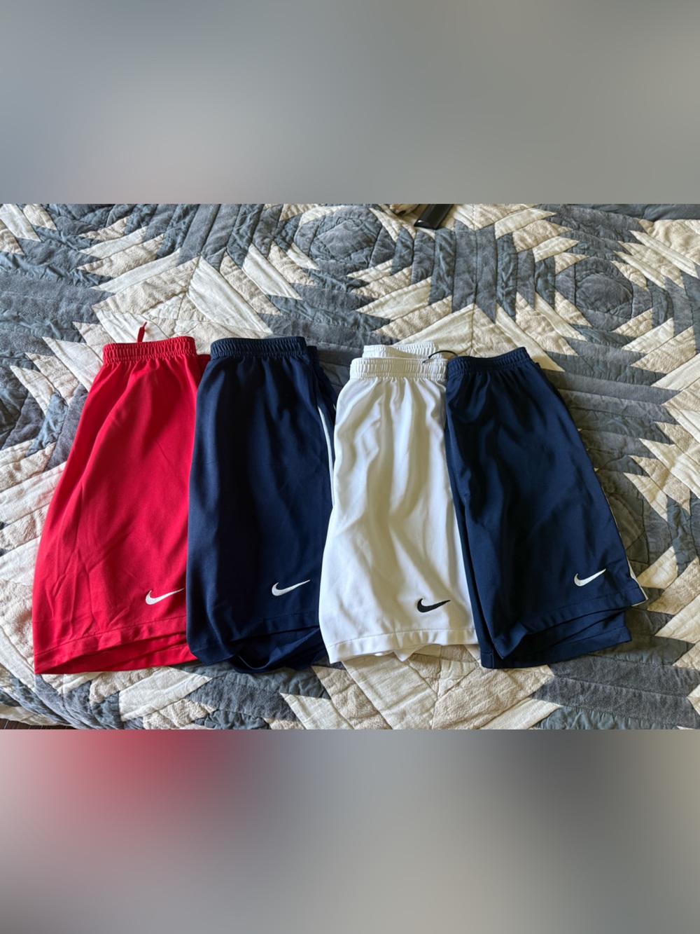 Nike Kids Athletic Shorts - Red, (2) Navy, White